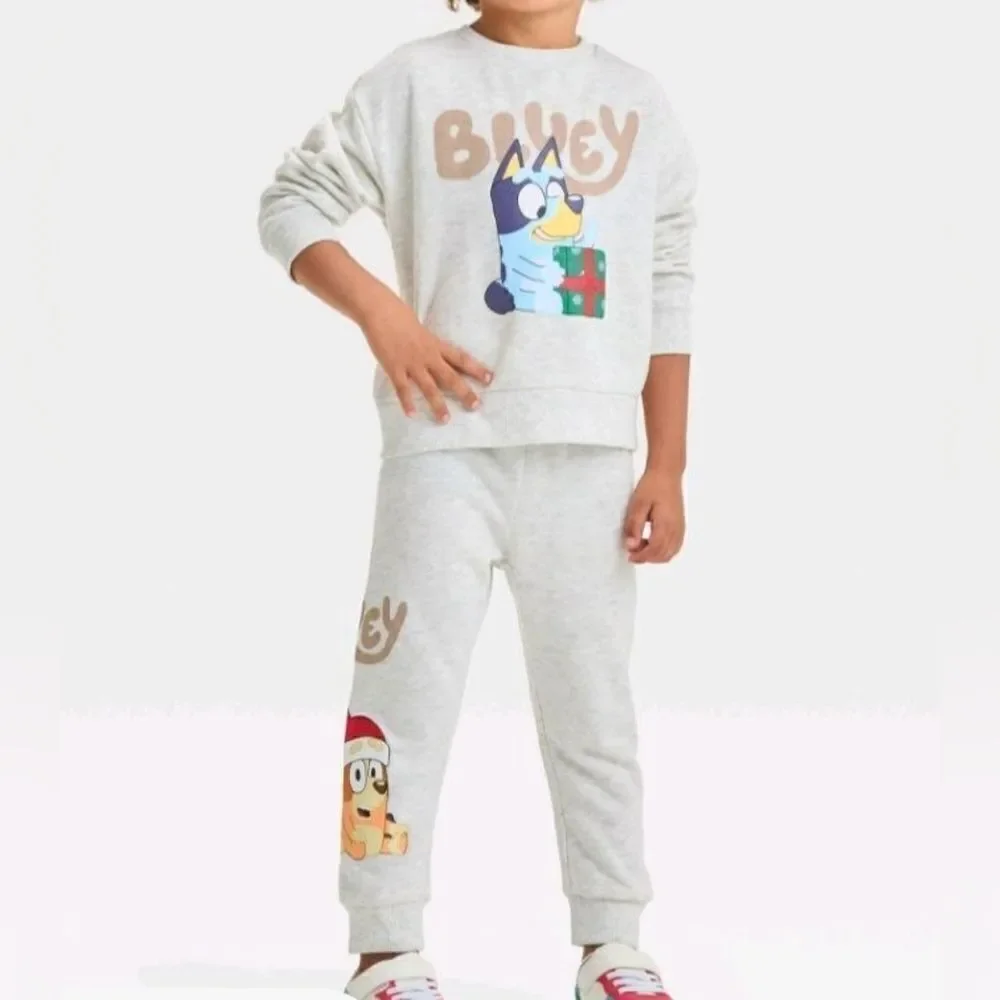 Toddler Unisex Bluey Bingo Christmas 2pc Fleece Sweatsh & Joggers Outfit